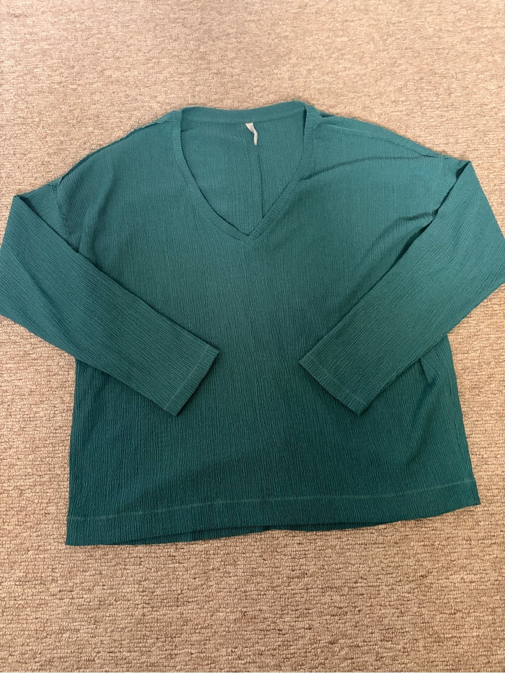Anthropologie green/teal textured V-neck top